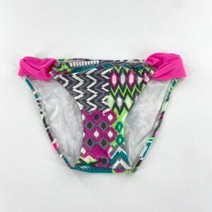 So Swimsuit Bikini Bottoms Juniors Sz S Pink Multicolor Geometric Chevron